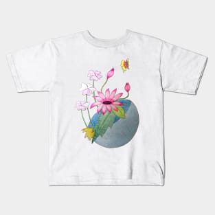 flowers in a glass ball vase Kids T-Shirt